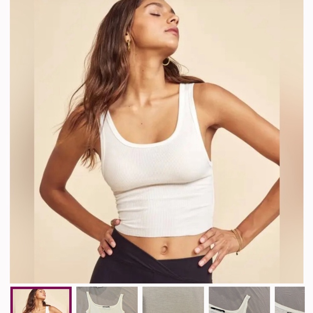 Reformation White and Gray Ribbed Tanks - Picture 2 of 3